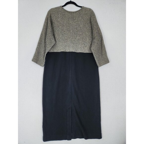 J Jill Dress Womens Large Petite Gray Black Vintage Cotton Sweater Maxi USA Made - Picture 11 of 12